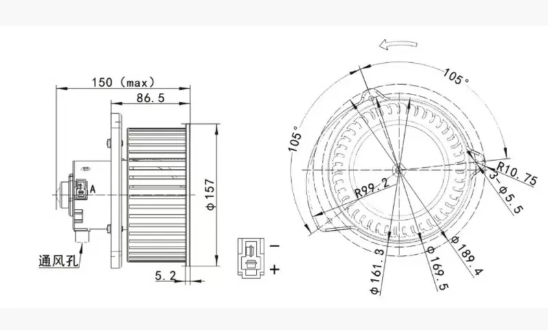 Мотор отопителя для Hitachi ZAX200-3 ZAX240-3 ZAX330-3 4