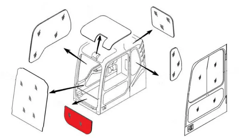 Стекло лобовое нижнее (триплекс) 4651654 HITACHI серия ZAXIS-3